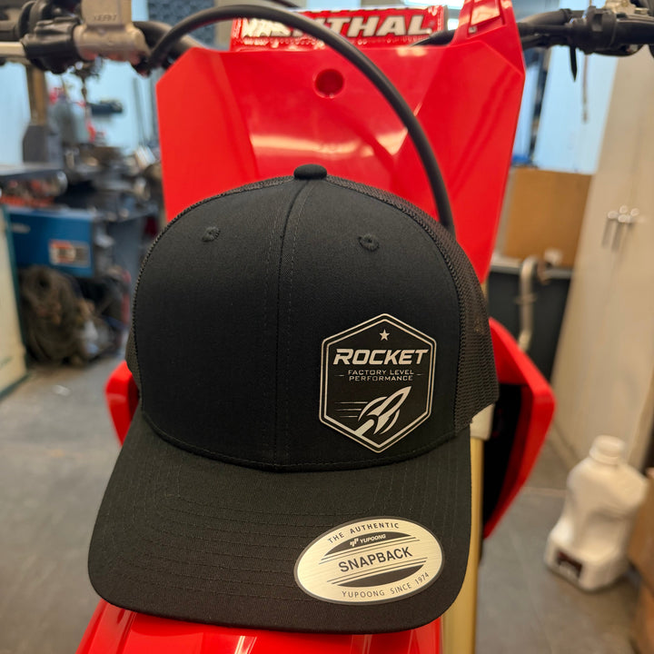 Trucker Hat -Black With silver Leather Patch