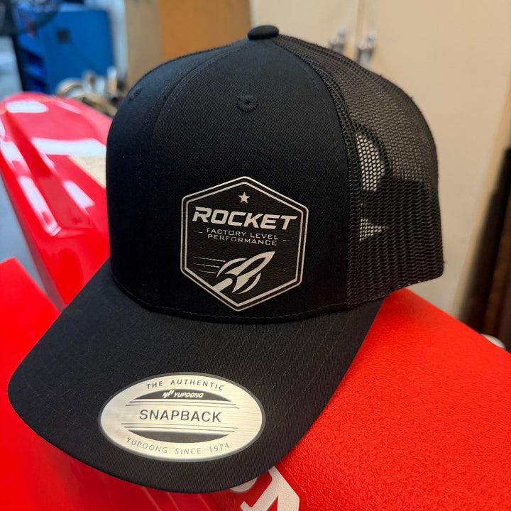 Trucker Hat -Black With silver Leather Patch